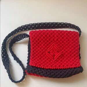 Elegant Red and Blue  handcrafted macrame shoulder Bag